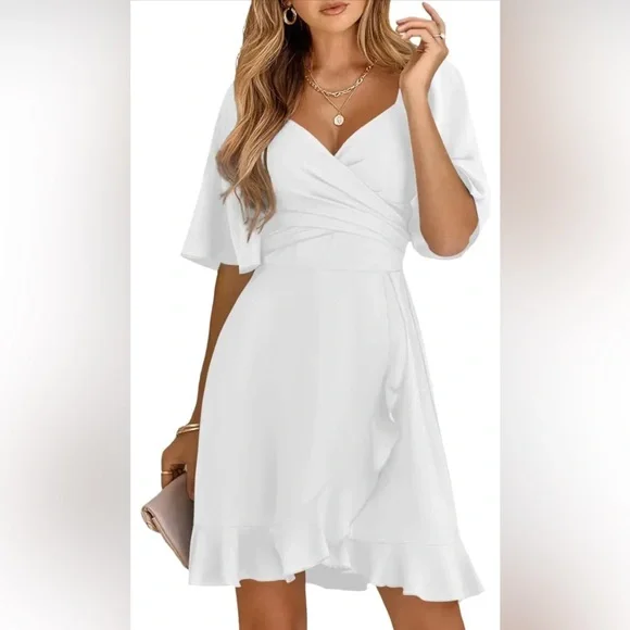 NWT Elastic Waist Tiered Belted Ruffle Hem Mini Dress, MULTI COLORS AVAILABLE